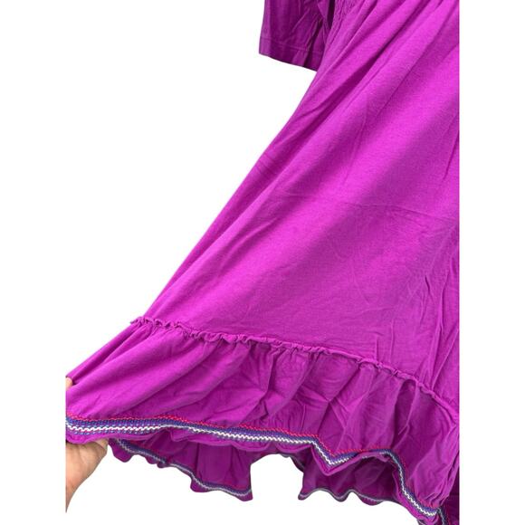 Johnny Was Floral Embroidered Hi Low Hem Midi Dress Size Large Boho Cotton READ - Picture 5 of 7